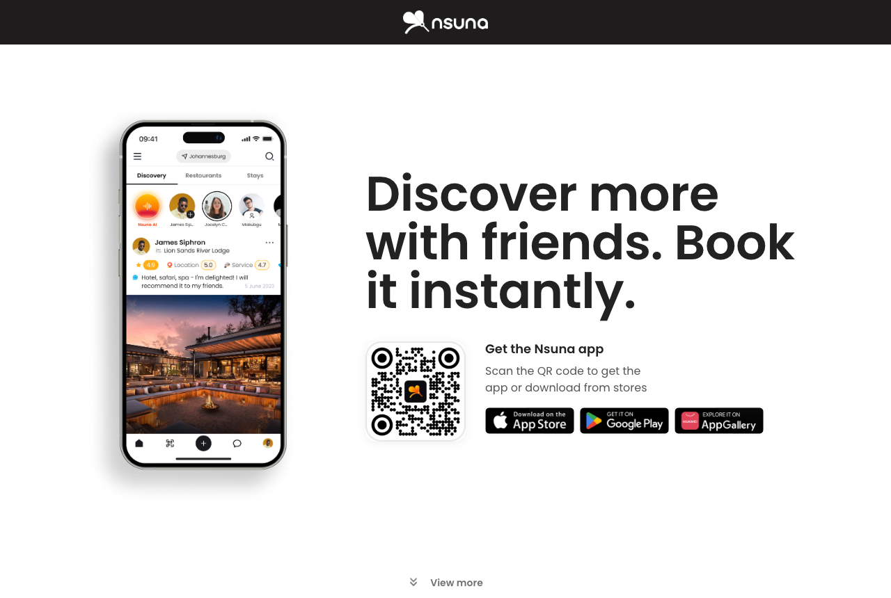 Nsuna hospitality platform website